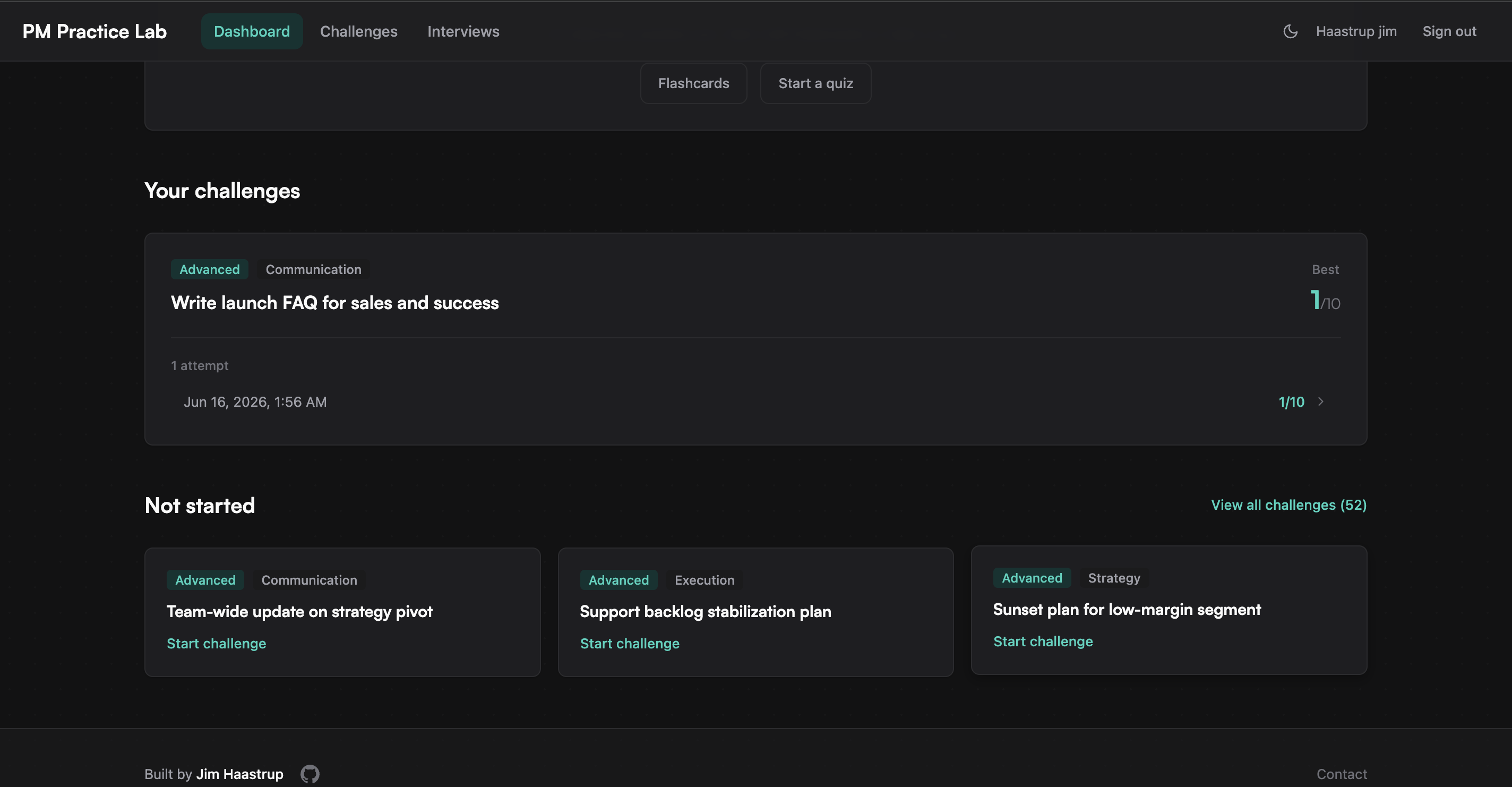 PM Practice Lab screenshot